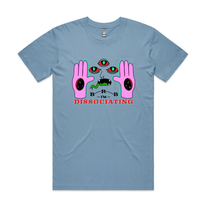 Dissociating Tee by Lonely Kids Club. All clothing from our T-shirts to our shorts and hoodies are ethically made, and printed packed and shipped from Sydney.