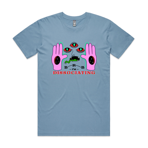 Dissociating Tee by Lonely Kids Club. All clothing from our T-shirts to our shorts and hoodies are ethically made, and printed packed and shipped from Sydney.