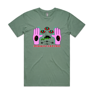 Dissociating Tee by Lonely Kids Club. All clothing from our T-shirts to our shorts and hoodies are ethically made, and printed packed and shipped from Sydney.