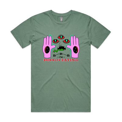 Dissociating Tee by Lonely Kids Club. All clothing from our T-shirts to our shorts and hoodies are ethically made, and printed packed and shipped from Sydney.