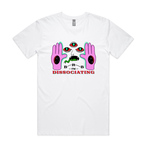 Dissociating Tee by Lonely Kids Club. All clothing from our T-shirts to our shorts and hoodies are ethically made, and printed packed and shipped from Sydney.