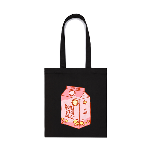 Dumb Bitch Juice Tote by Lonely Kids Club. All clothing from our T-shirts to our shorts and hoodies are ethically made, and printed packed and shipped from Sydney.