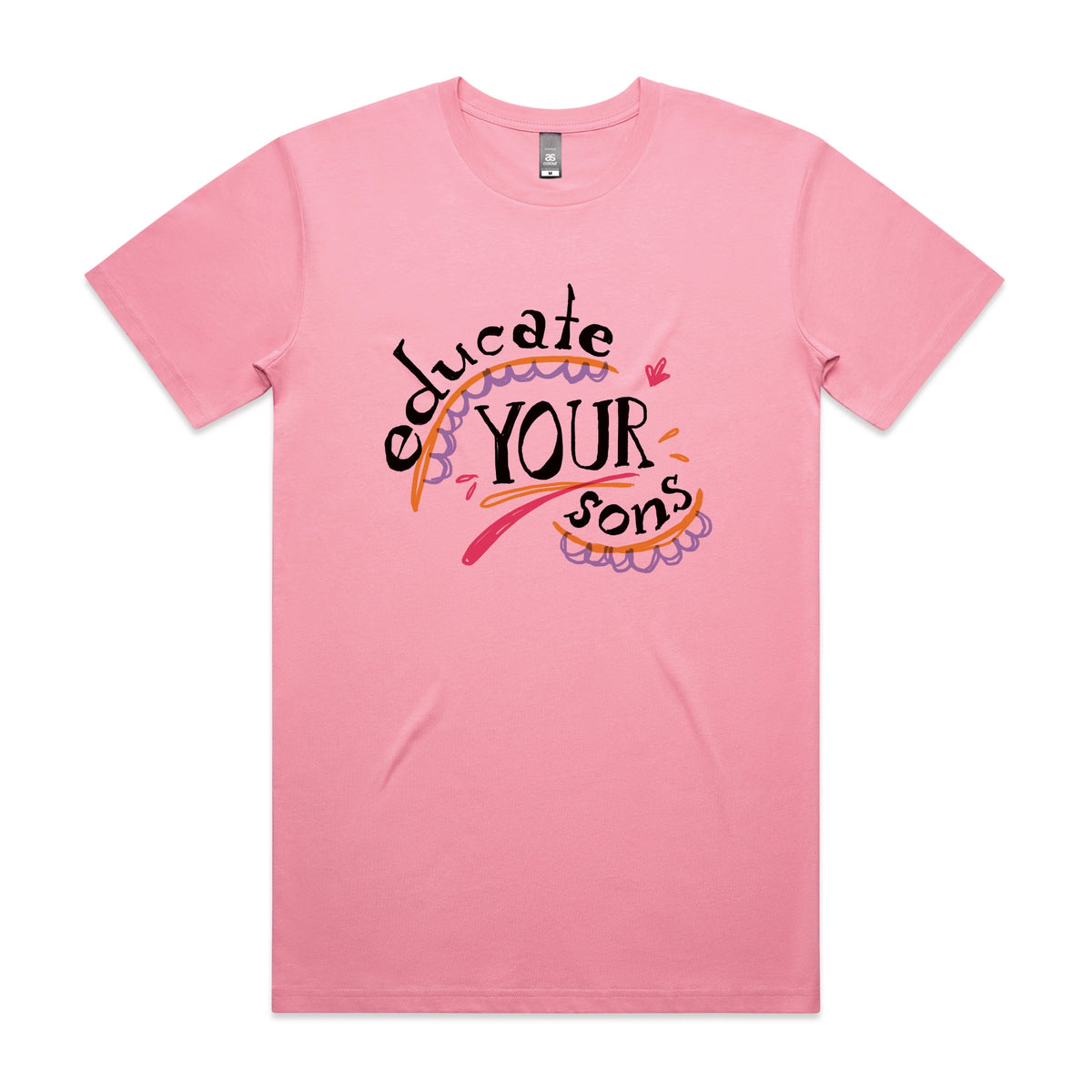 Bubblegum unisex t-shirt with Educate Your Sons graphic by Lonely Kids Club