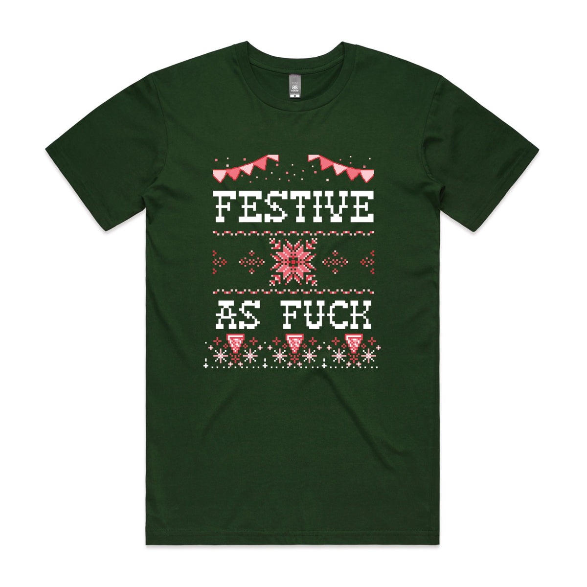 Forest Green unisex t-shirt with Festive As Fuck graphic by Lonely Kids Club