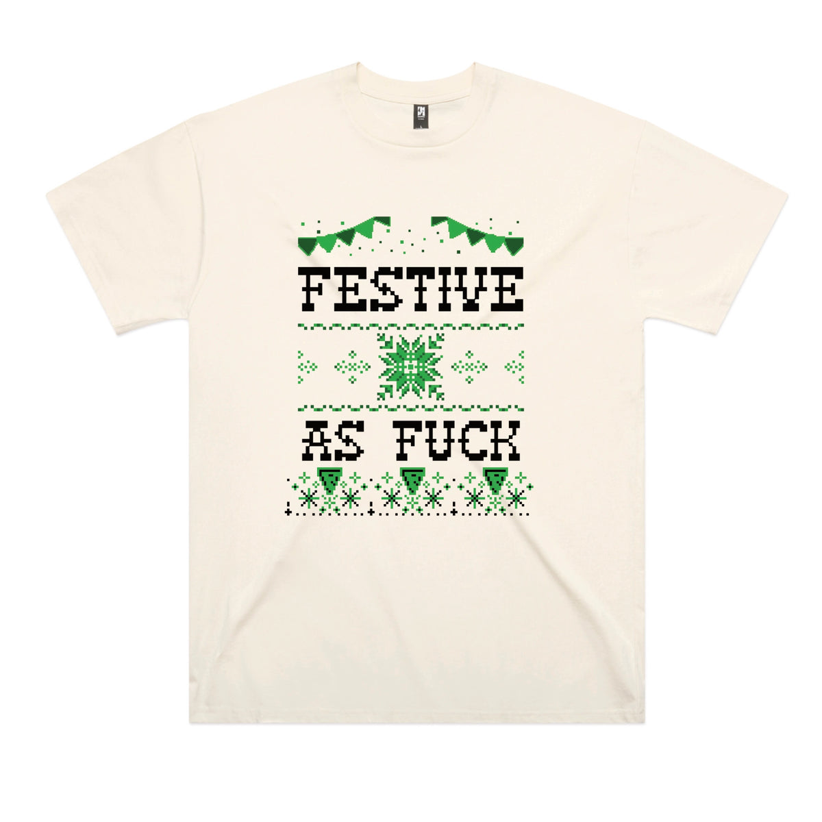 Ecru oversized t-shirt with Festive As Fuck graphic by Lonely Kids Club