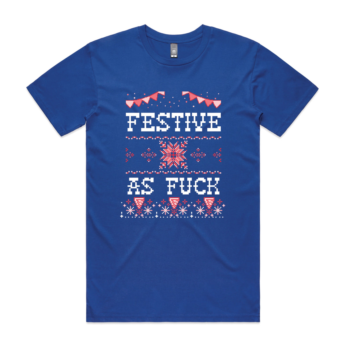 Royal Blue unisex t-shirt with Festive As Fuck graphic by Lonely Kids Club
