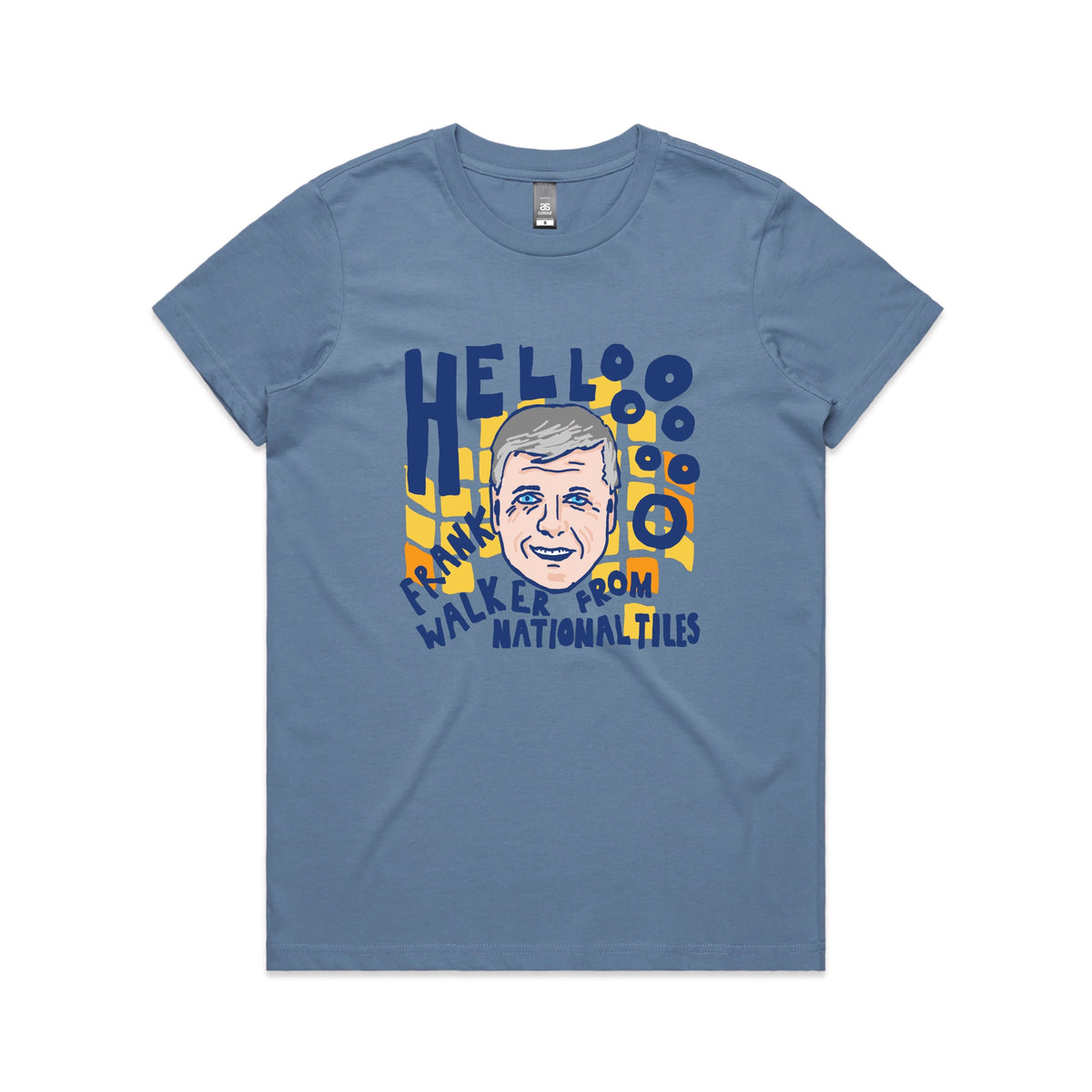 Carolina Blue fitted womens t-shirt with Frank Walker graphic by Lonely Kids Club