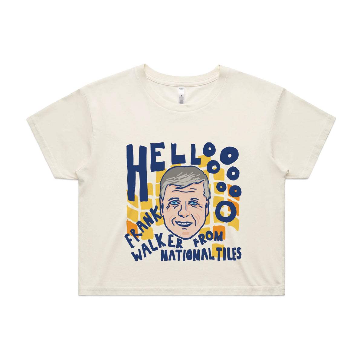 Ecru crop top with Frank Walker graphic by Lonely Kids Club