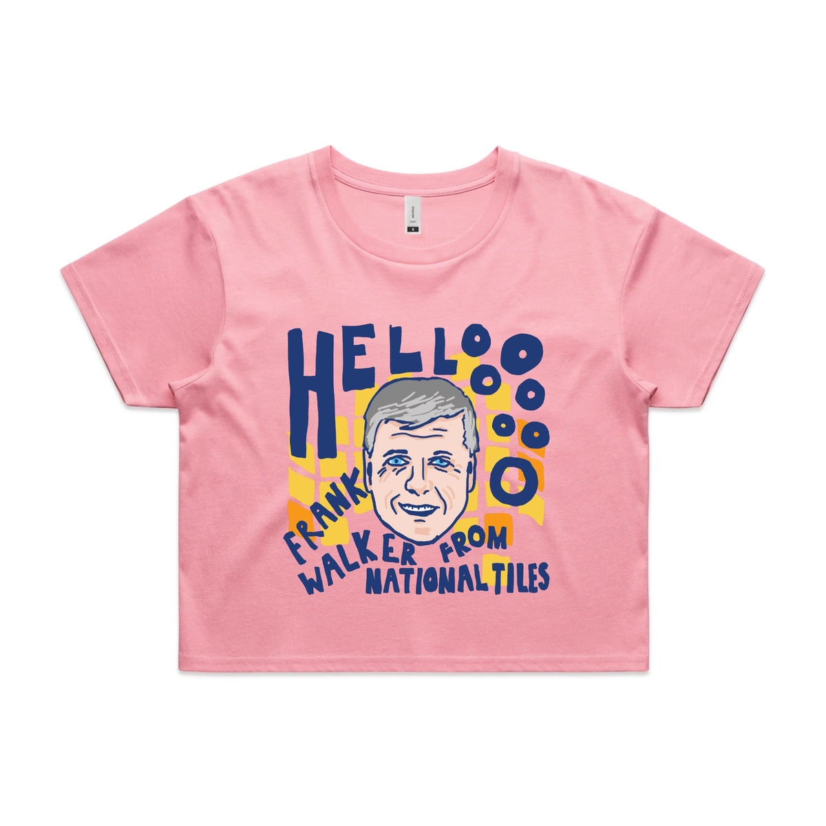 Bubblegum crop top with Frank Walker graphic by Lonely Kids Club