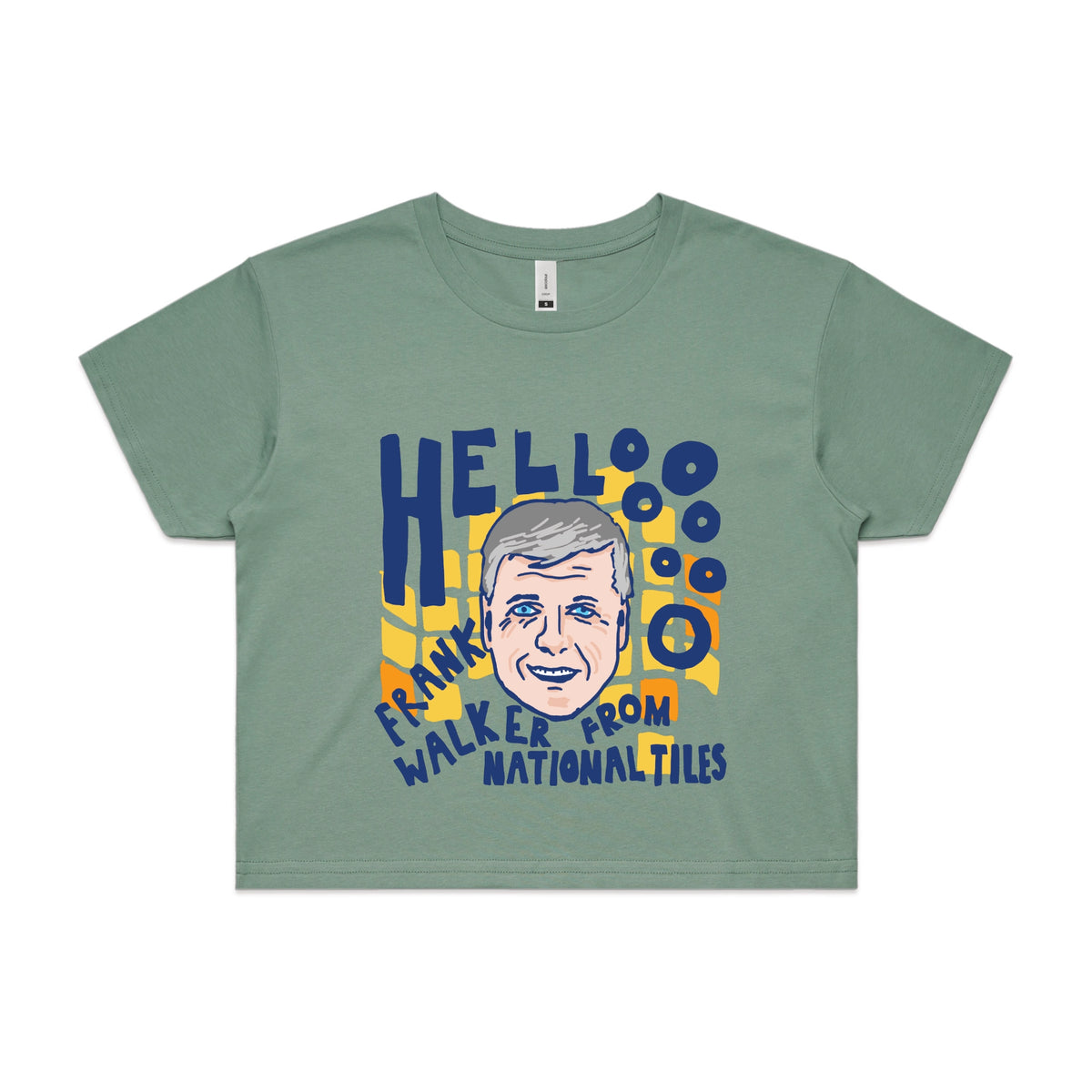 Sage crop top with Frank Walker graphic by Lonely Kids Club