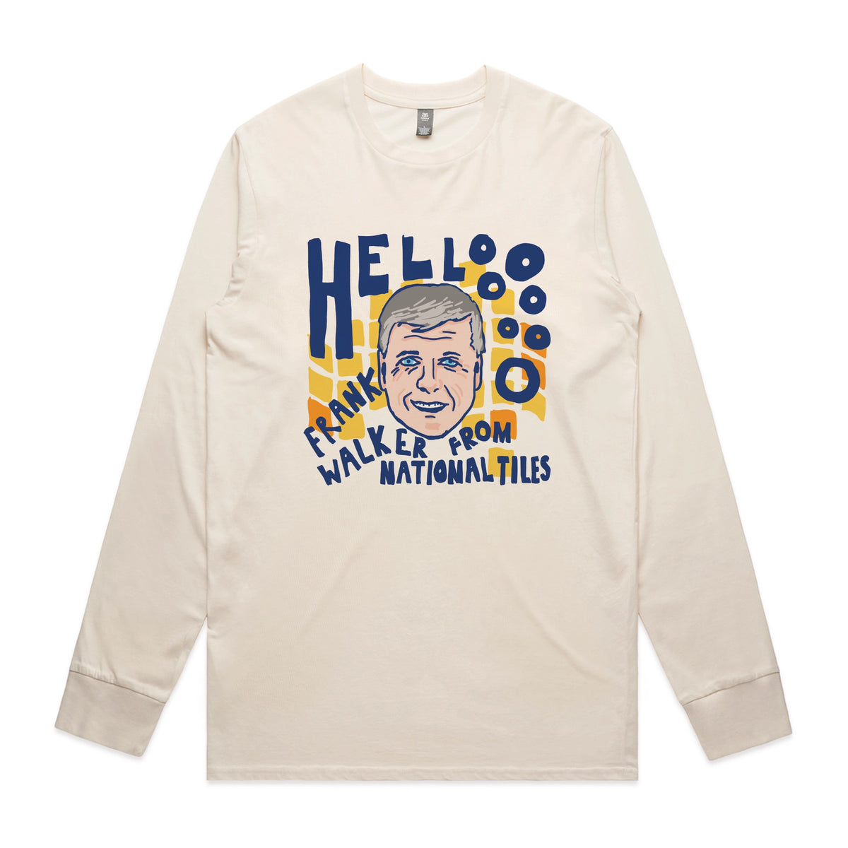 Ecru long sleeve t-shirt with Frank Walker graphic by Lonely Kids Club