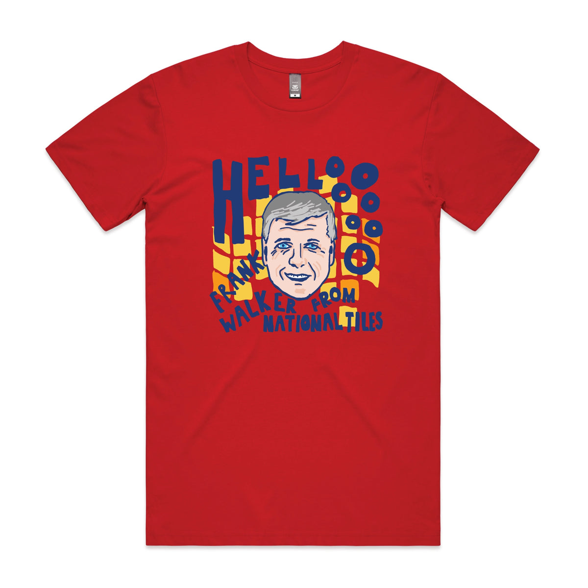 Red unisex t-shirt with Frank Walker graphic by Lonely Kids Club