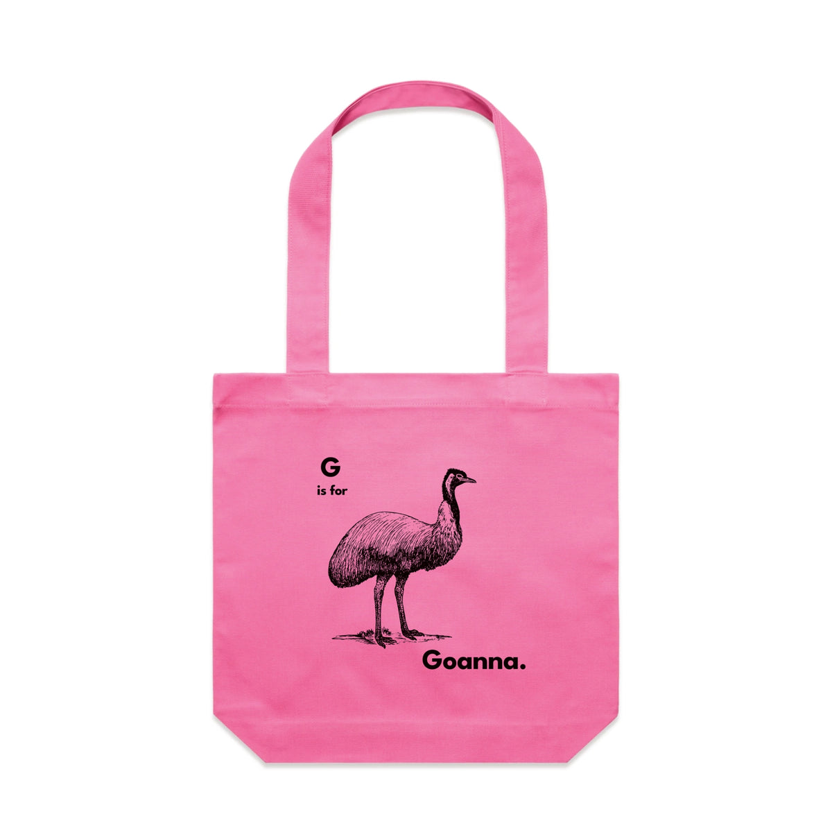 Bubblegum carrie tote with G Is For Goanna Tote graphic by Lonely Kids Club