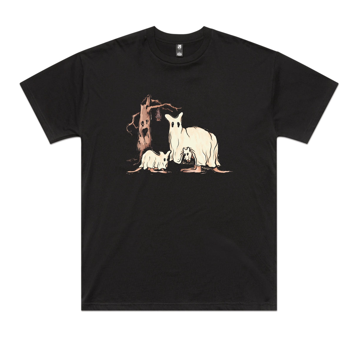 Black oversized t-shirt with Ghostaroos graphic by Lonely Kids Club