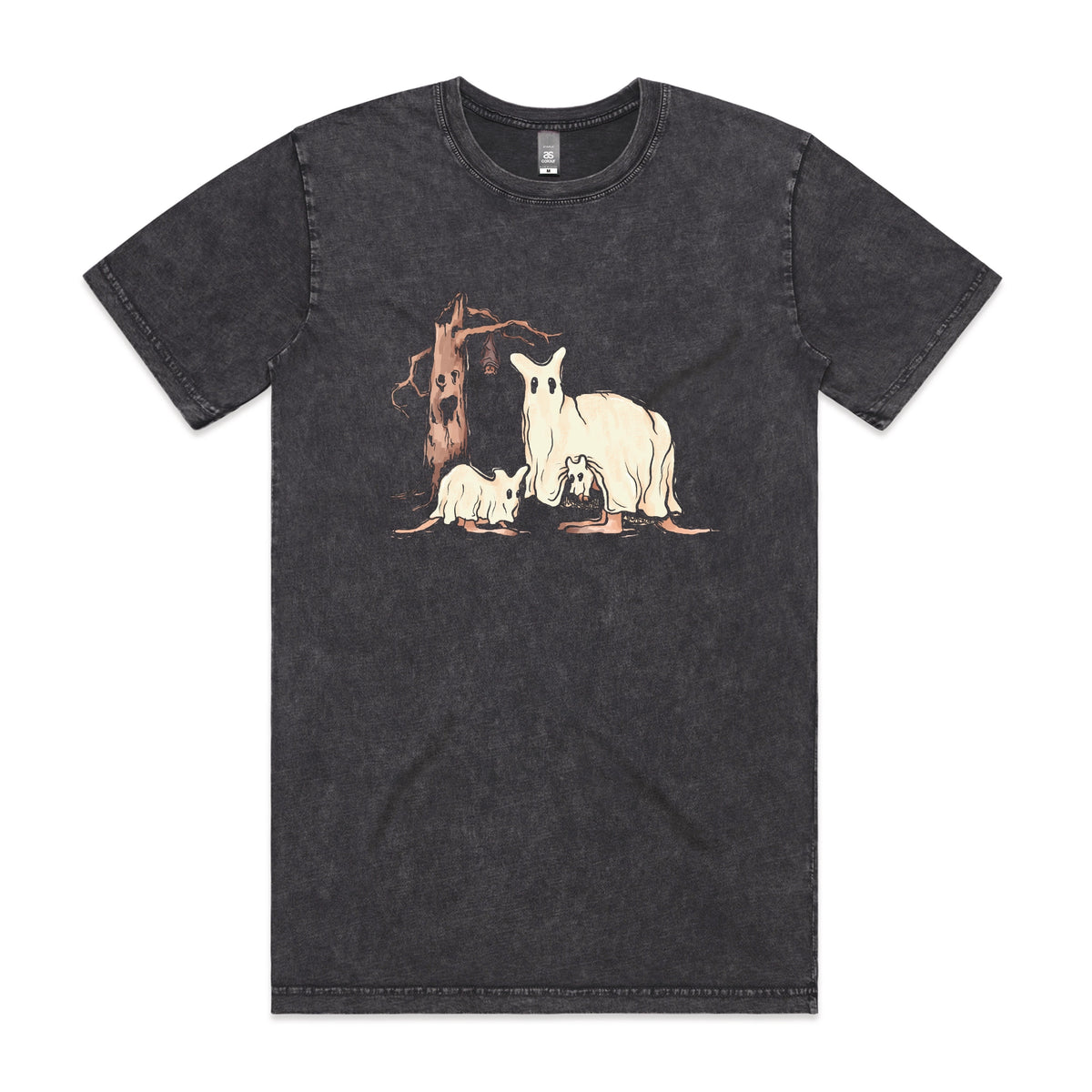 Acid Wash unisex t-shirt with Ghostaroos graphic by Lonely Kids Club
