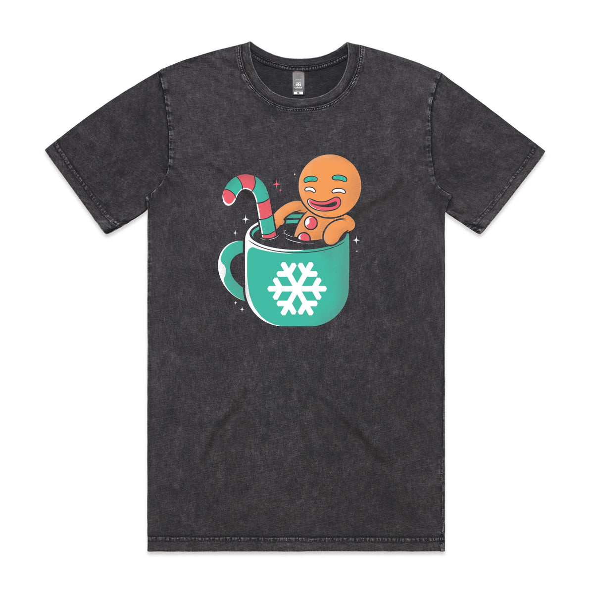 Acid Wash unisex t-shirt with Gingerbread Cocoa graphic by Lonely Kids Club