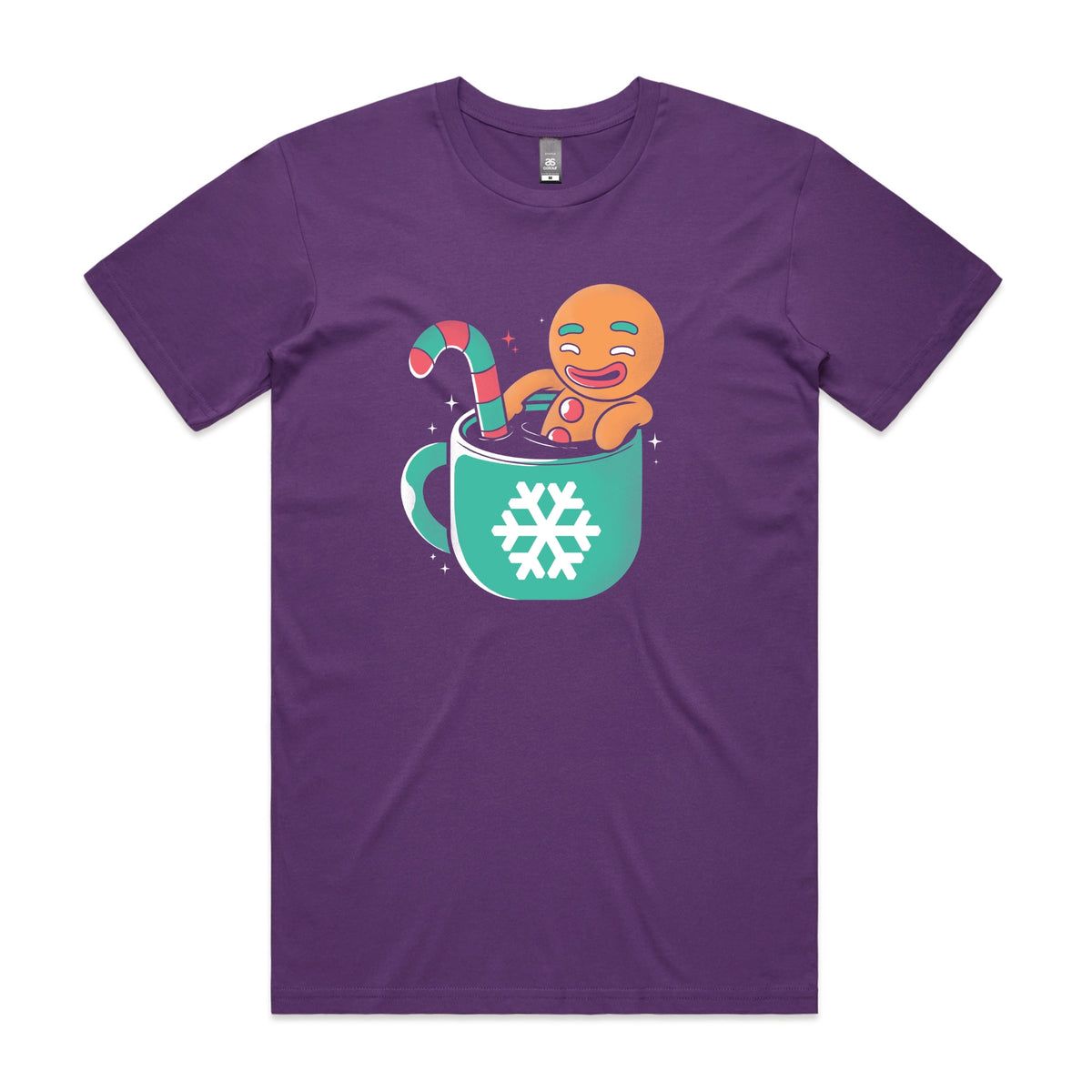 Purple unisex t-shirt with Gingerbread Cocoa graphic by Lonely Kids Club