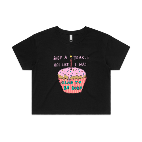 Glad To Be Born Tee by Lonely Kids Club. All clothing from our T-shirts to our shorts and hoodies are ethically made, and printed packed and shipped from Sydney.