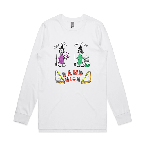 Good Witch, Bad Witch, Sandwich Tee by Lonely Kids Club. All clothing from our T-shirts to our shorts and hoodies are ethically made, and printed packed and shipped from Sydney.