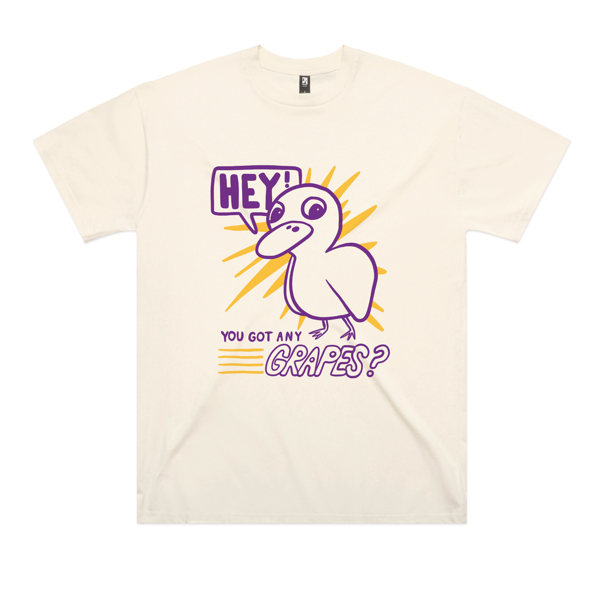 Ecru oversized t-shirt with Got Any Grapes graphic by Lonely Kids Club