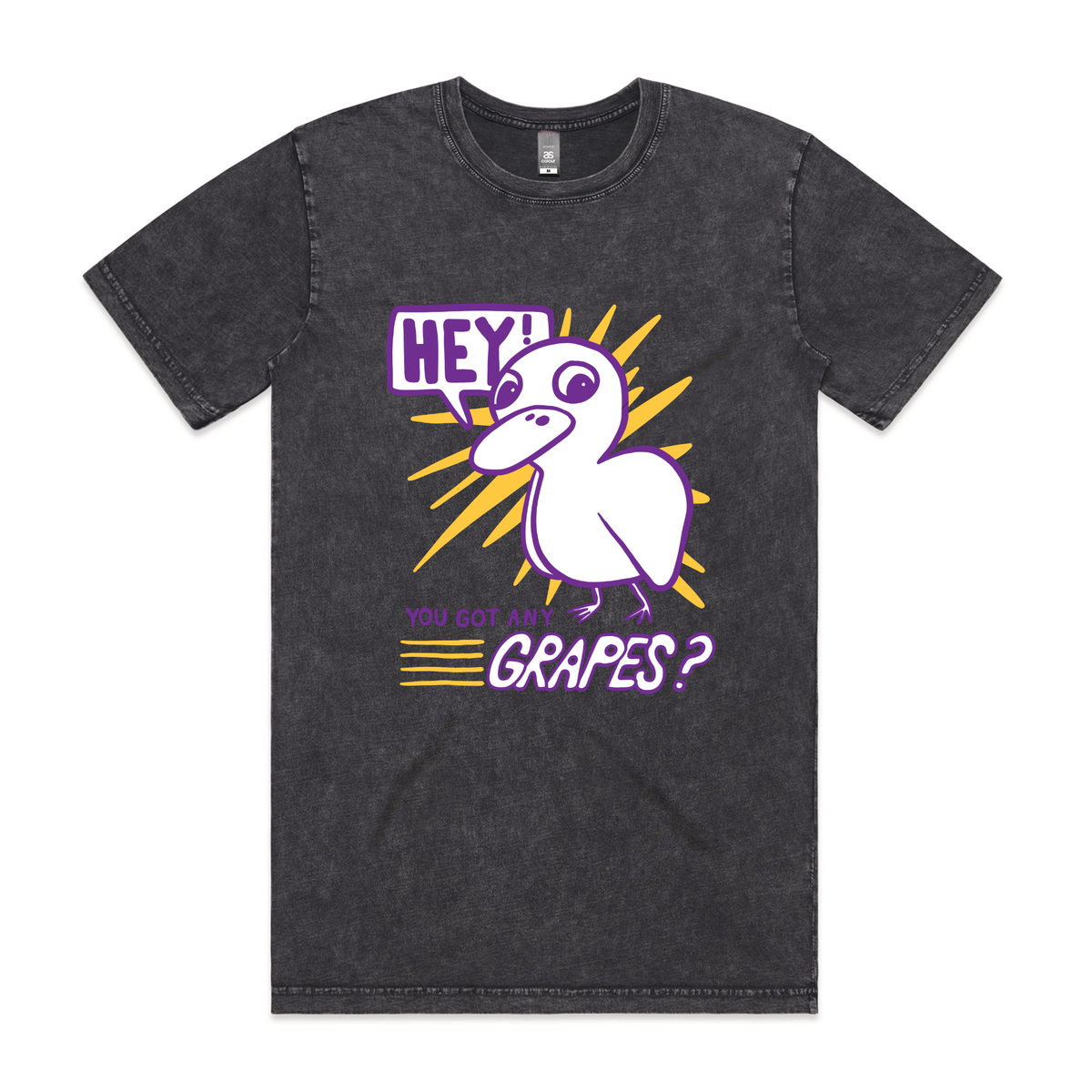 Acid Wash unisex t-shirt with Got Any Grapes graphic by Lonely Kids Club