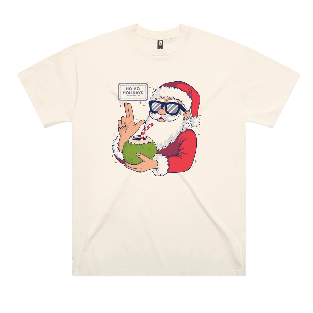 Ecru oversized t-shirt with Ho Ho Holidays graphic by Lonely Kids Club