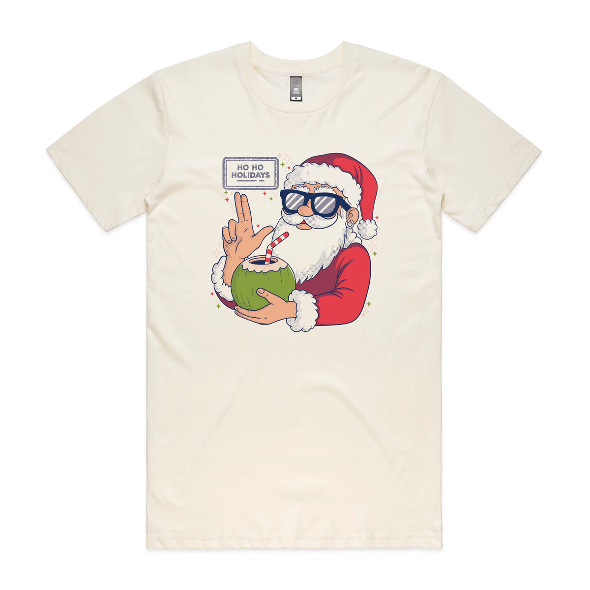 Ecru unisex t-shirt with Ho Ho Holidays graphic by Lonely Kids Club