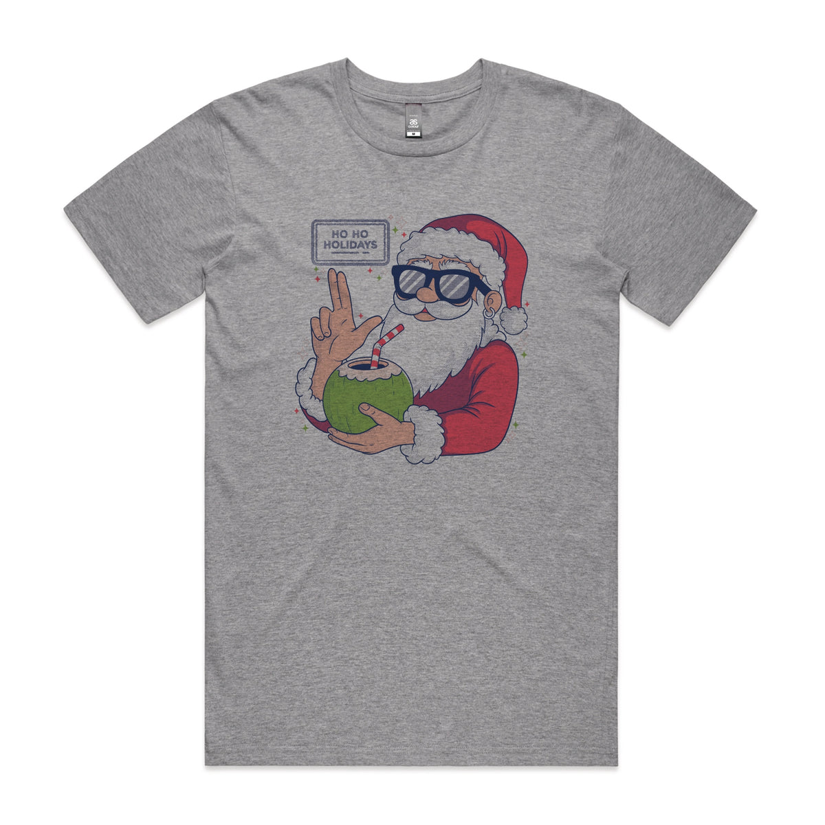 Grey Marle unisex t-shirt with Ho Ho Holidays graphic by Lonely Kids Club