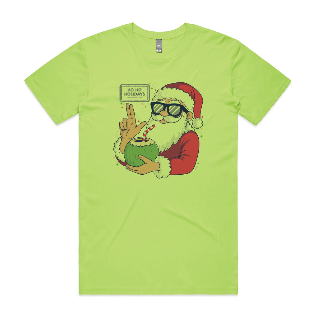Lime unisex t-shirt with Ho Ho Holidays graphic by Lonely Kids Club