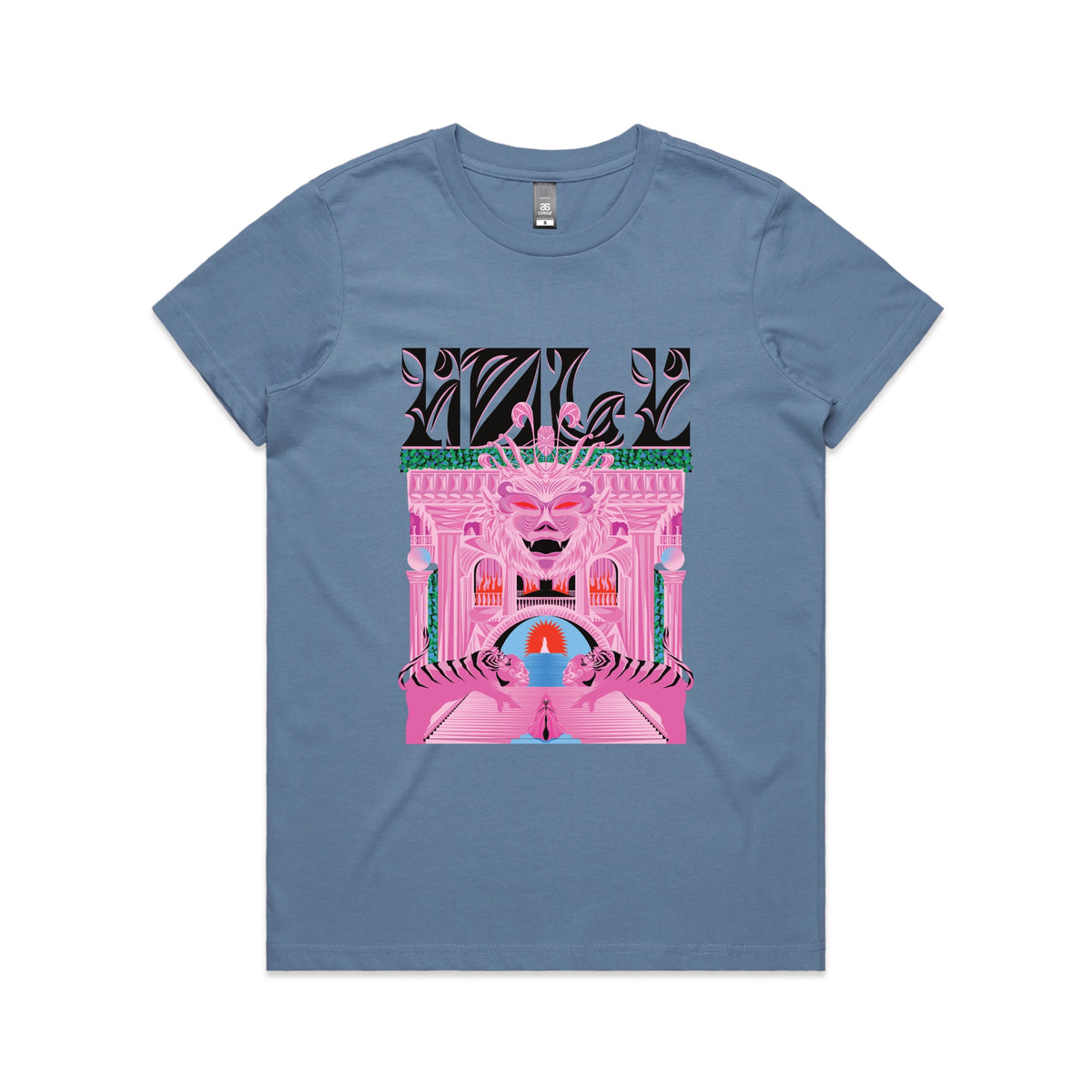 Carolina Blue fitted womens t-shirt with Holy Temple graphic by Lonely Kids Club