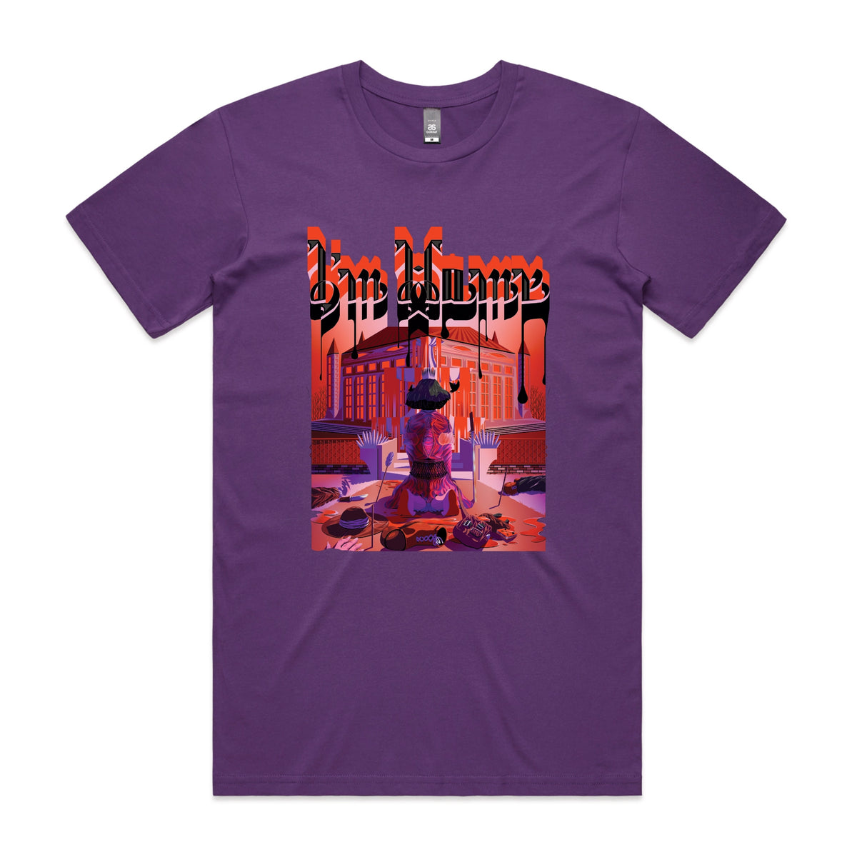 Purple unisex t-shirt with I'm Home graphic by Lonely Kids Club