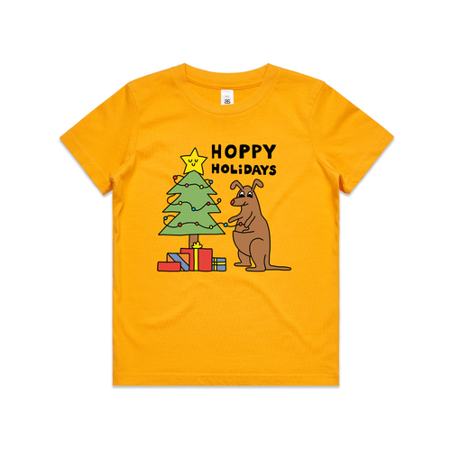 Hoppy Holidays Kids Tee by Lonely Kids Club. All clothing from our T-shirts to our shorts and hoodies are ethically made, and printed packed and shipped from Sydney.