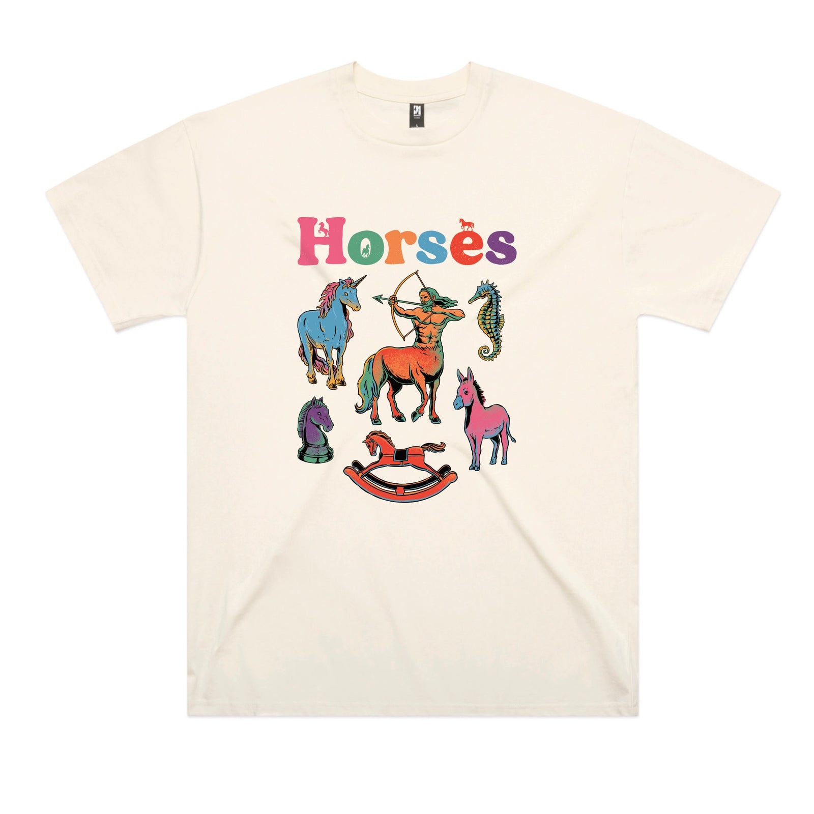 Ecru oversized t-shirt with Bright Horses graphic by Lonely Kids Club