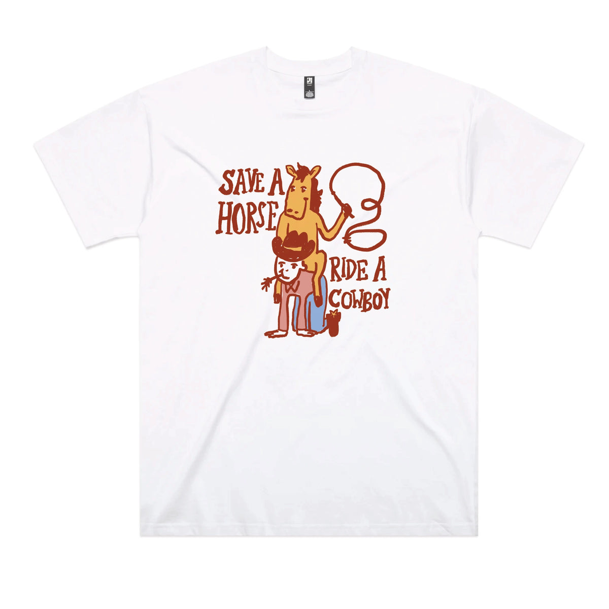 White oversized t-shirt with Save A Horse graphic by Lonely Kids Club