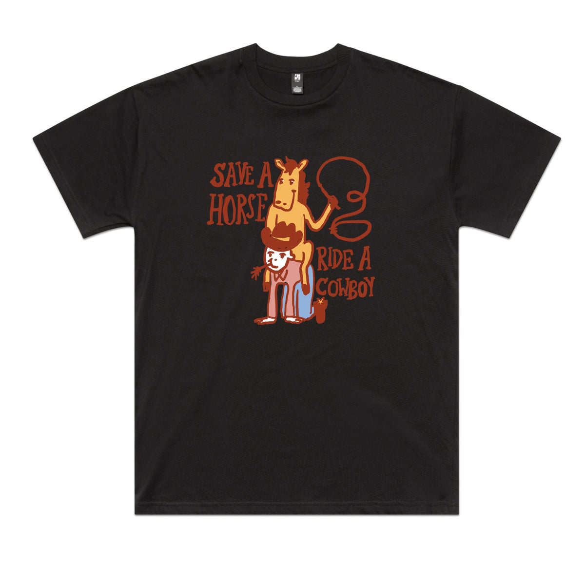 Black oversized t-shirt with Save A Horse graphic by Lonely Kids Club