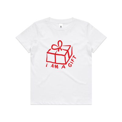 I Am A Gift Kids Tee by Lonely Kids Club. All clothing from our T-shirts to our shorts and hoodies are ethically made, and printed packed and shipped from Sydney.