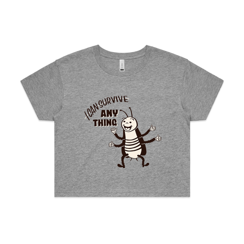 I Can Survive Anything Tee by Lonely Kids Club. All clothing from our T-shirts to our shorts and hoodies are ethically made, and printed packed and shipped from Sydney.