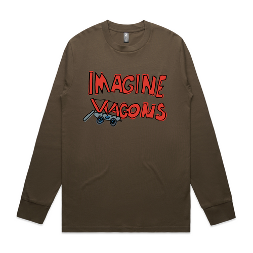 Imagine Wagons Tee by Lonely Kids Club. All clothing from our T-shirts to our shorts and hoodies are ethically made, and printed packed and shipped from Sydney.