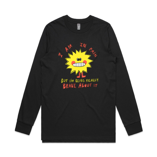 In Pain But Brave Tee by Lonely Kids Club. All clothing from our T-shirts to our shorts and hoodies are ethically made, and printed packed and shipped from Sydney.