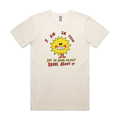 In Pain But Brave Tee by Lonely Kids Club. All clothing from our T-shirts to our shorts and hoodies are ethically made, and printed packed and shipped from Sydney.