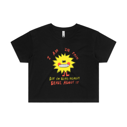In Pain But Brave Tee by Lonely Kids Club. All clothing from our T-shirts to our shorts and hoodies are ethically made, and printed packed and shipped from Sydney.