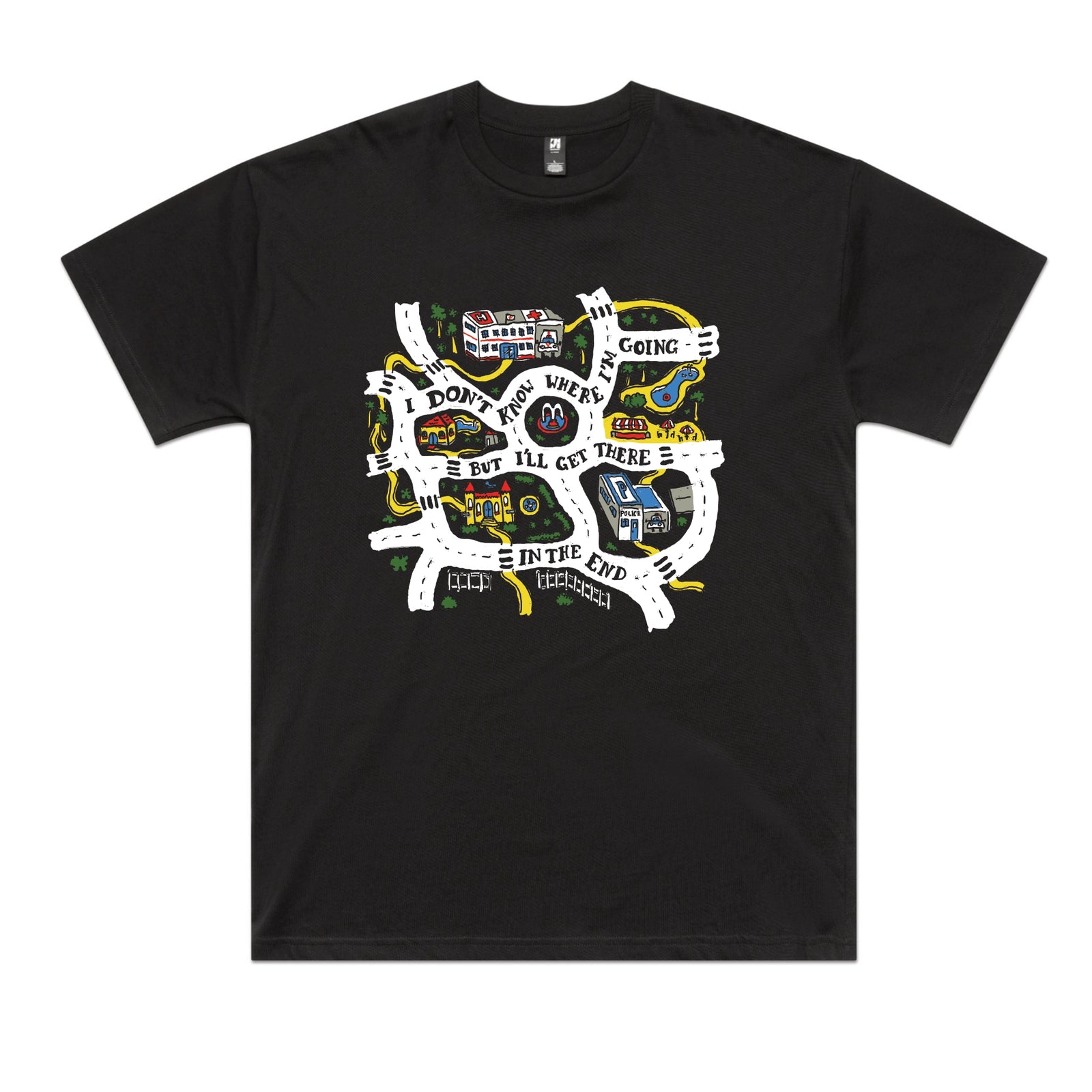Black oversized t-shirt with In The End graphic by Lonely Kids Club
