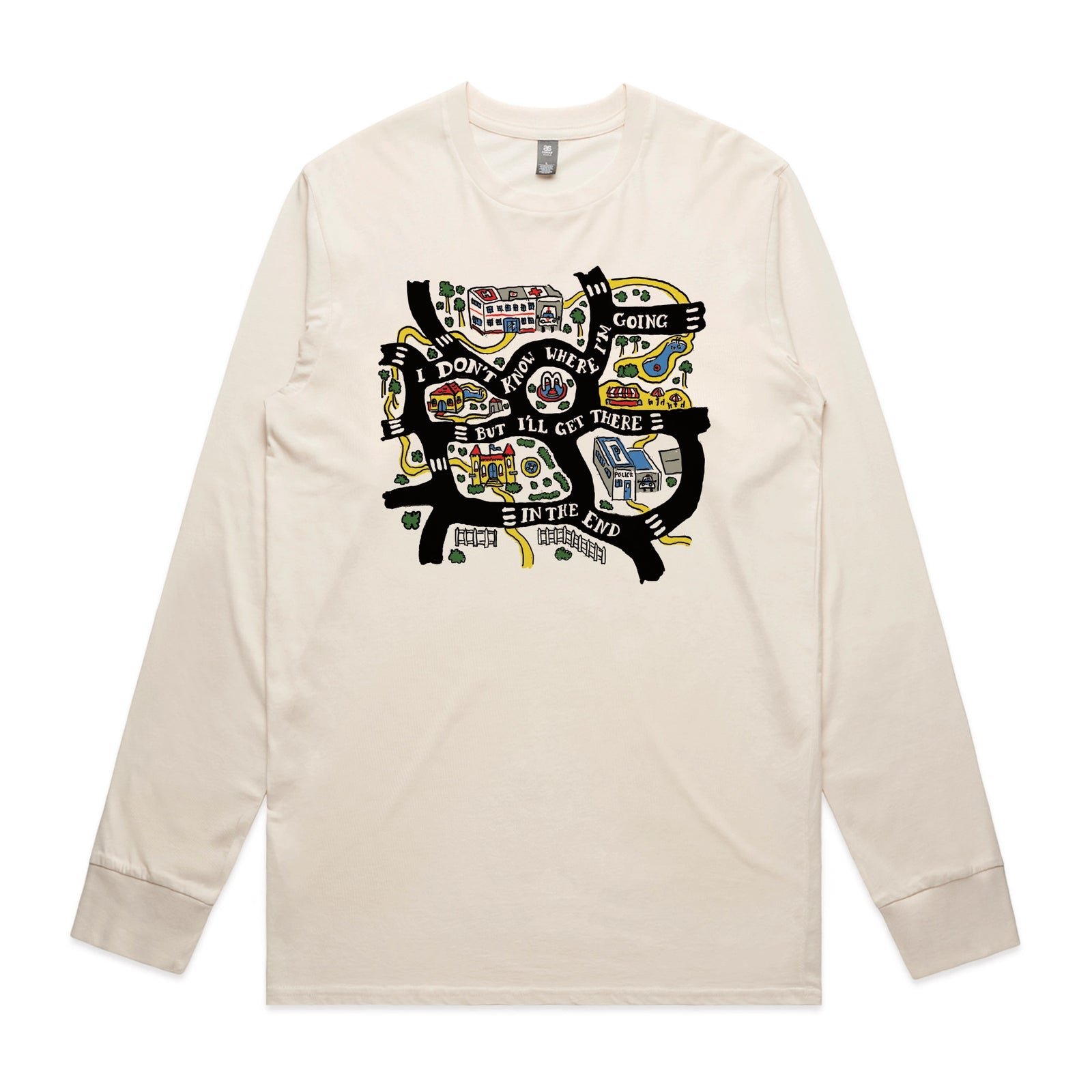 Ecru long sleeve t-shirt with In The End graphic by Lonely Kids Club