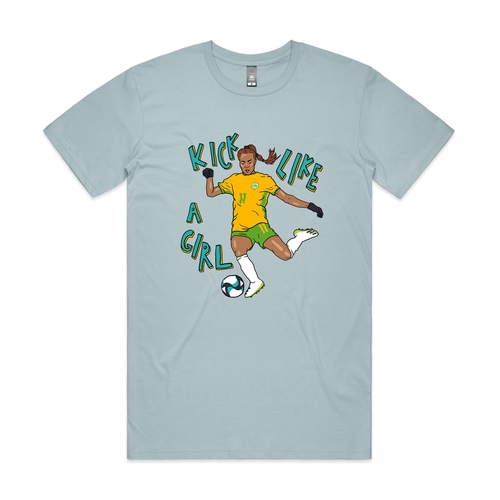 Kick Like A Girl Tee by Lonely Kids Club. All clothing from our T-shirts to our shorts and hoodies are ethically made, and printed packed and shipped from Sydney.