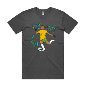 Kick Like A Girl Tee by Lonely Kids Club. All clothing from our T-shirts to our shorts and hoodies are ethically made, and printed packed and shipped from Sydney.