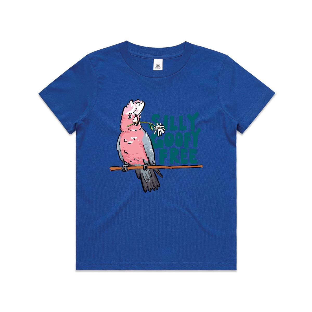 Royal Blue kids t-shirt with Silly Goofy Free Kids graphic by Lonely Kids Club
