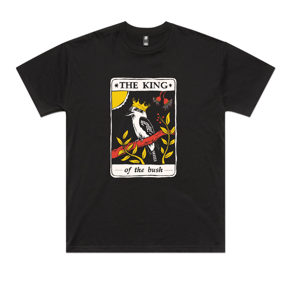 Black oversized t-shirt with The King Tarot graphic by Lonely Kids Club