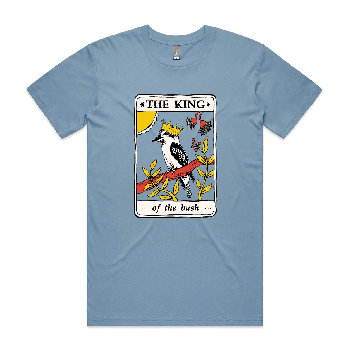 Carolina Blue unisex t-shirt with The King Tarot graphic by Lonely Kids Club