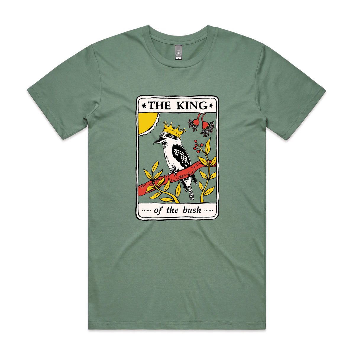 Sage unisex t-shirt with The King Tarot graphic by Lonely Kids Club
