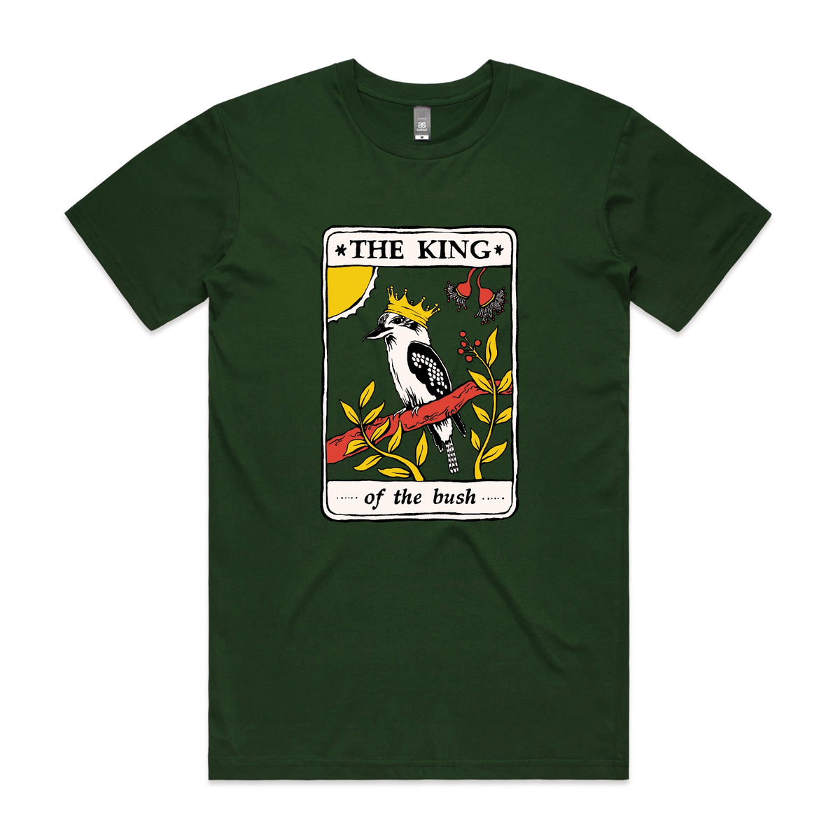 Forest Green unisex t-shirt with The King Tarot graphic by Lonely Kids Club